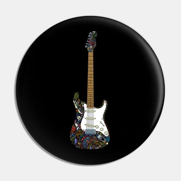 Eric’s Strato Guitar in Full Colour Pin by BullShirtCo