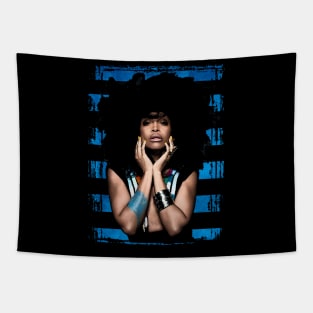 Erykah Badu-Vintage Style-Blue Stripes Tapestry