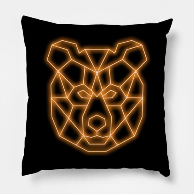 Neon bear Pillow by MarceloMoretti90