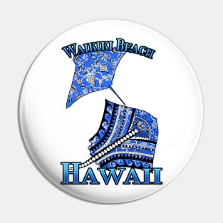 Waikiki Beach Vacation Tribal Stingrays Pin