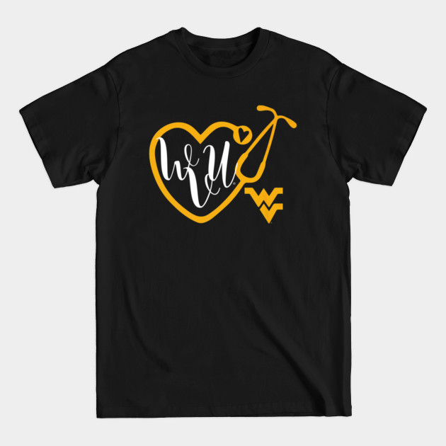 West Virginia Mountaineers Nurse Heart Stethoscope - Nurse - T-Shirt