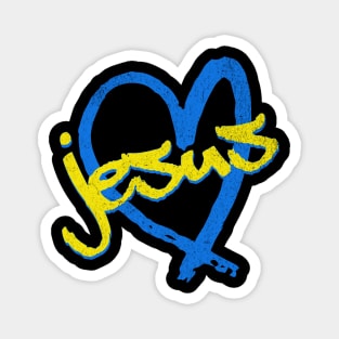 I Love Jesus Vintage 80's & 90's Yellow and Blue Magnet