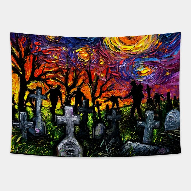 Starry Night of the Living Dead Tapestry by sagittariusgallery