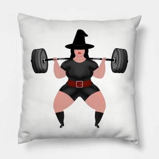 Powerlifter Witch Funny Halloween Gym Pillow