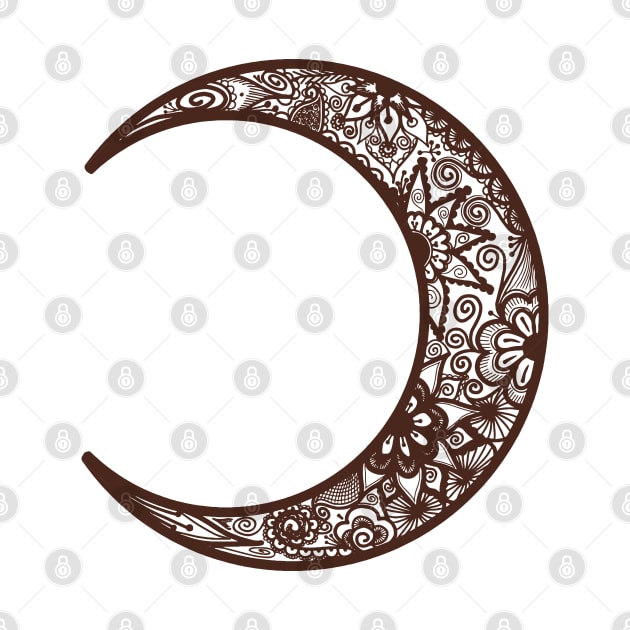 Brown Henna Crescent Moon by Tilila