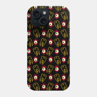 Teeth and Eyeballs Repeat Pattern Creepy Novelty Drawing Phone Case