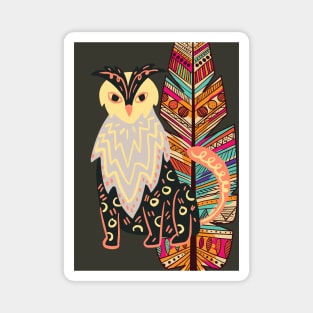 Mexican Alebrije folk art owl-leopard artwork Magnet