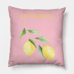 Le Citron Lemon Graphic with French word Pillow