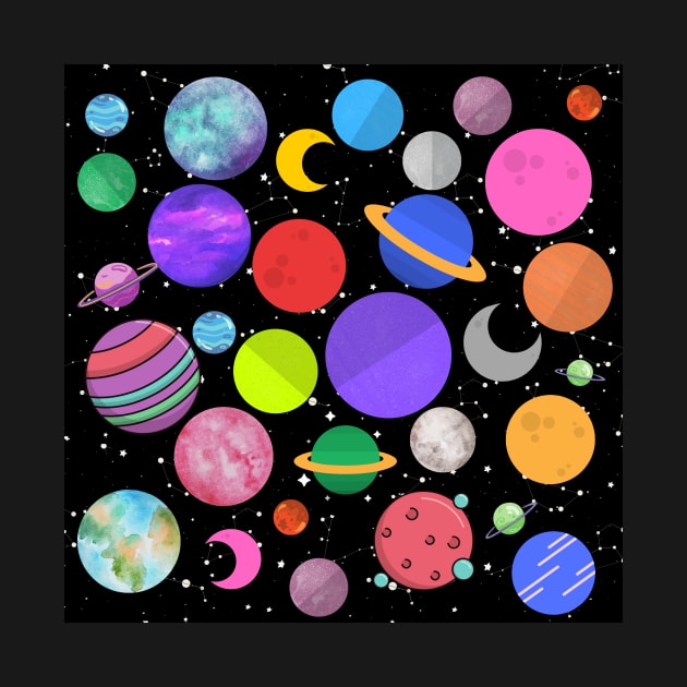 Solar System Planetarium Colorful Planets Pattern by CONCEPTDVS