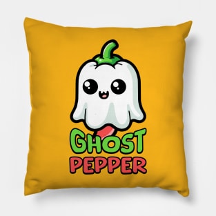 Ghost Pepper! Cute Spooky Hot Pepper Pun Pillow