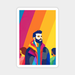 guy with colorful background Magnet