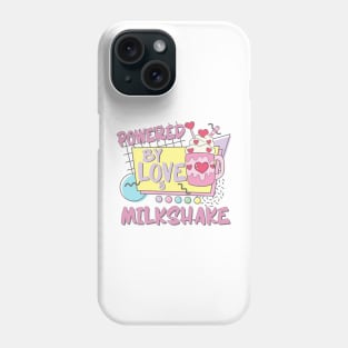 Couples Valentines Day Powered By Love Milkshake Retro 80s 90s Phone Case