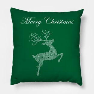 Merry Christmas White Reindeer Silhouette Pillow