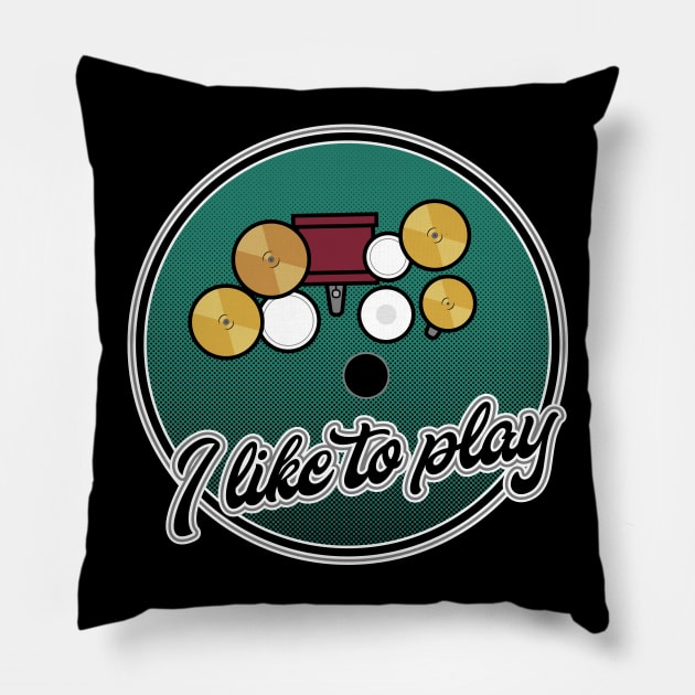 4-piece drum kit — left handed Pillow by Phil Tessier