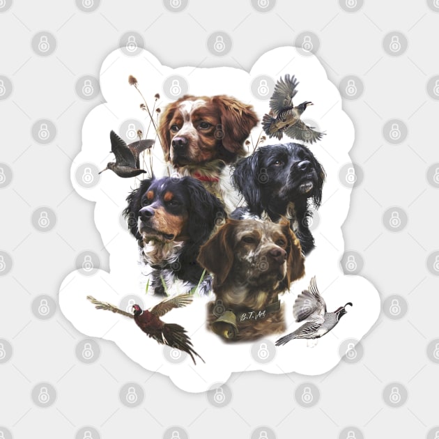 The Brittany Spaniels , Bird Hunting Season Magnet by German Wirehaired Pointer 