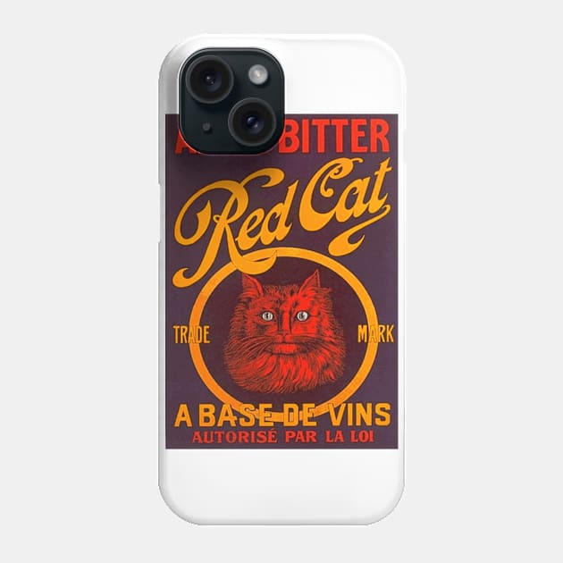 Red Cat Amer-Bitter - Vintage French Advertising Poster Phone Case by Naves