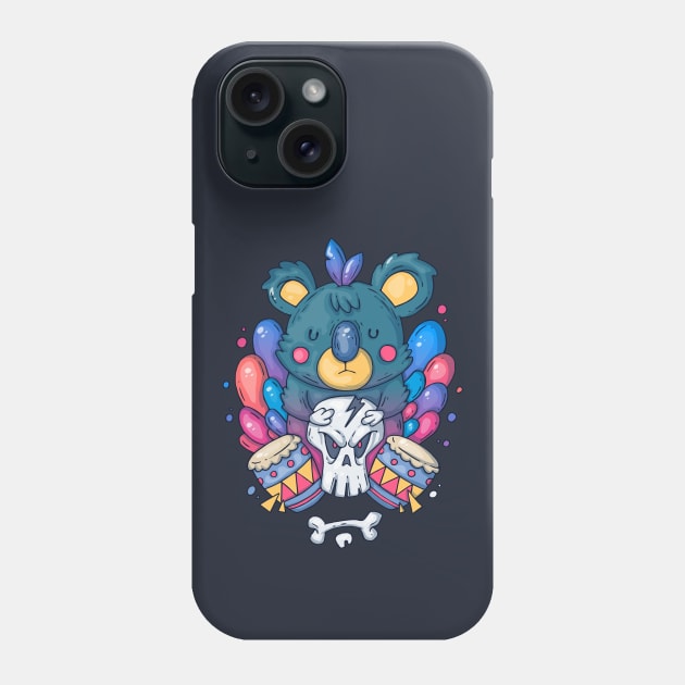 koala playing drums cartoon Phone Case by Mako Design 