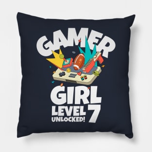 Gamer Girl Level 7 Unlocked Pillow