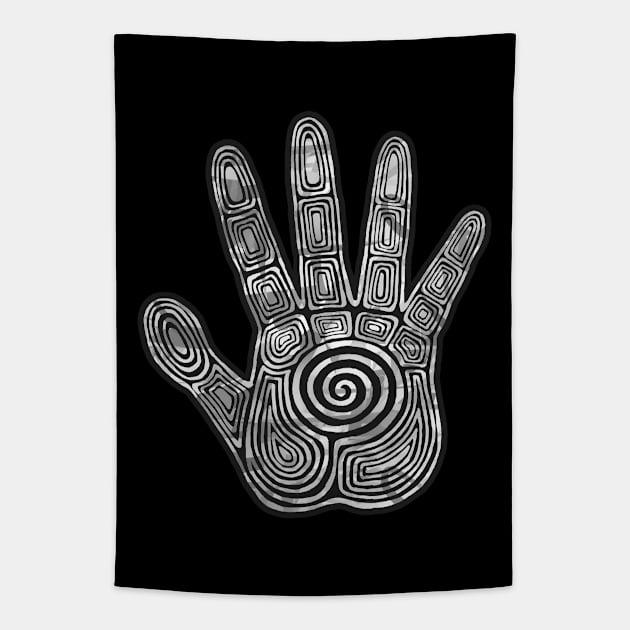 Shaman's Hand Black and White Tapestry by Olooriel