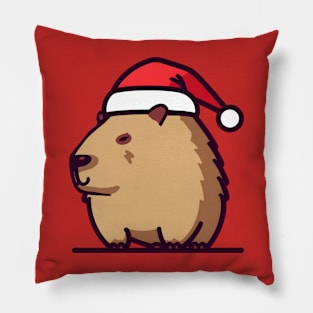 Christmas Capybara in Santa hat Pillow