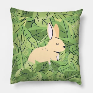 Rabbit in Leaves Pillow