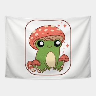 Cottagecore Frog Toadstool Tapestry