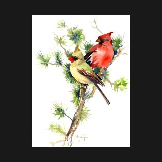 Male and Female Cardinal Birds by surenart