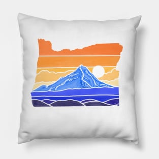 Mt. Hood Sunrise Color Block Pillow