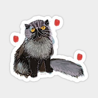 Alfredo-Cat Persian cat lovers and hearts Magnet