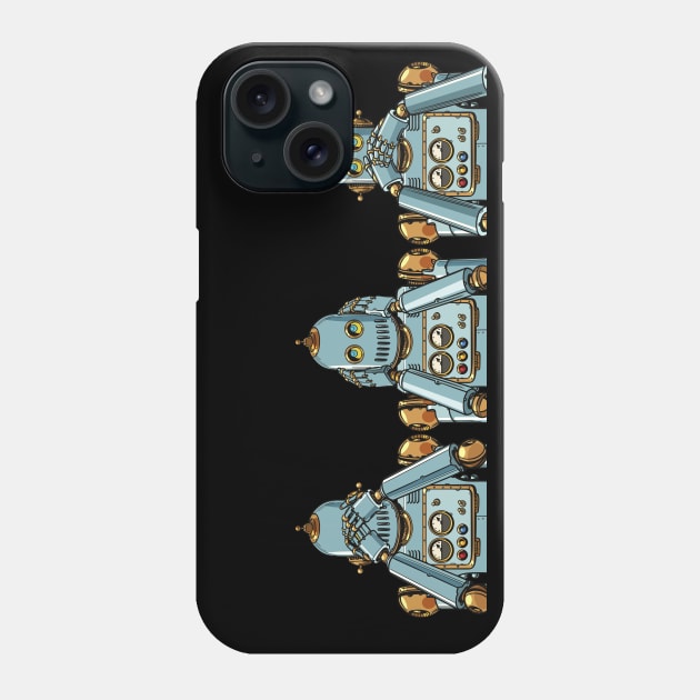 Don't See, Don't Hear, Don't Speak Vintage Robots Phone Case by waltzart