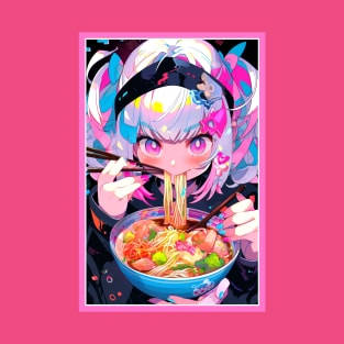 Cute Anime Girl |  Ramen Noodles | Hentaii Chibi Kawaii Design T-Shirt