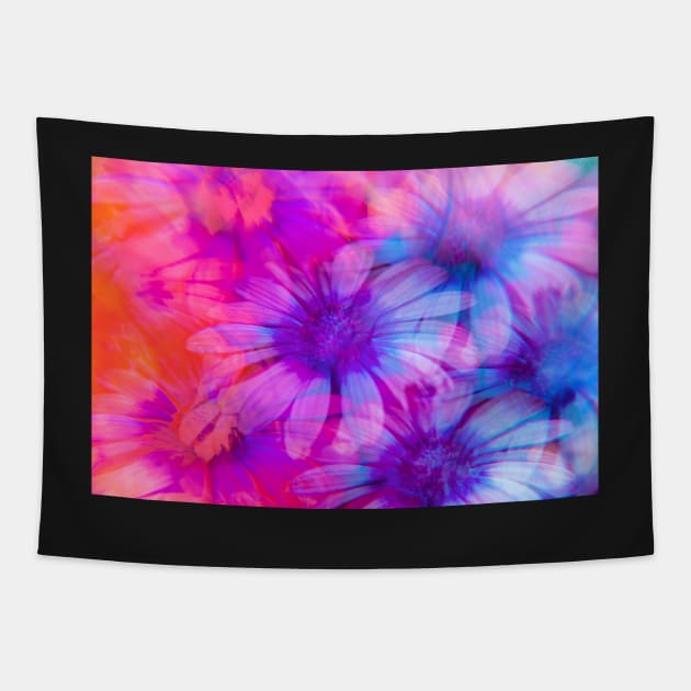 Daisies with a purple/orange gradient Tapestry by karinelizabeth