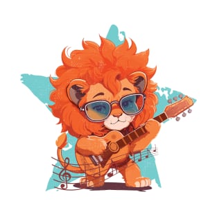 Cute baby lion playing guitar T-Shirt