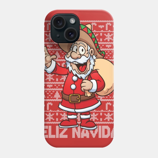 Feliz Navidad Satna Ugly Christmas Sweater Phone Case by E