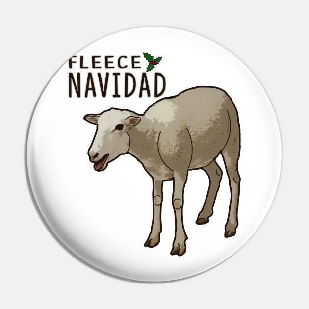 Fleece Feliz Navidad Pun Christmas Sheep Pin by charlescheshire