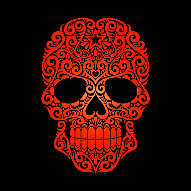 Red Swirling Sugar Skull by jeffbartels