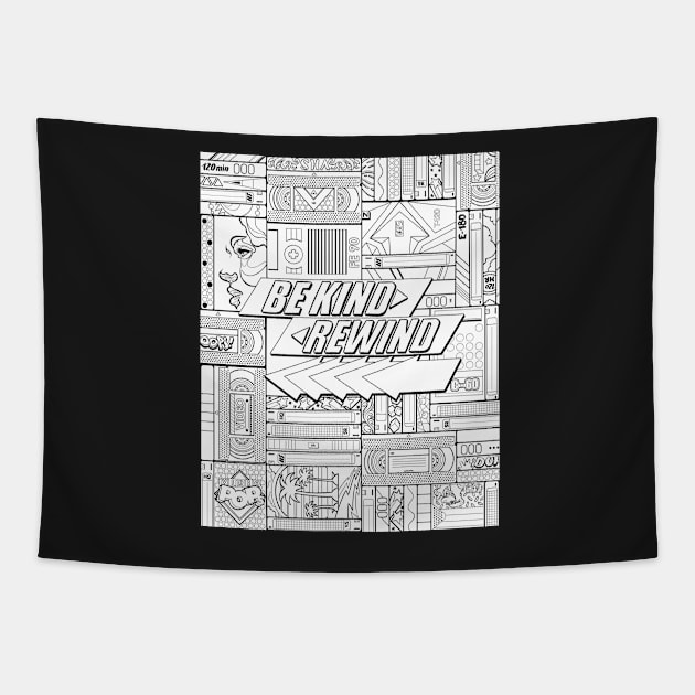 Be Kind Rewind - 80s, 1980s Throwback Tapestry by lightburstmedia