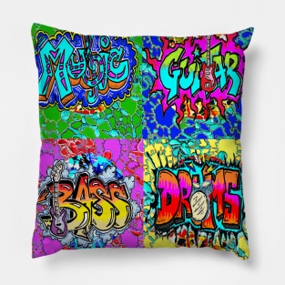 pop art graffiti music trendy splash Pillow