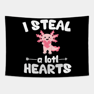 Axolotl Lover Funny Valentines Day Kawaii Anime Steal Hearts Tapestry