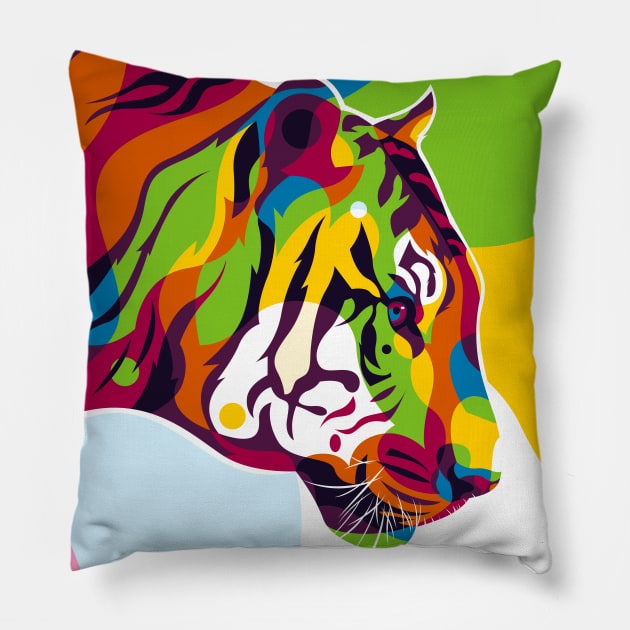 The Colorful King Tiger Inside Pillow by wpaprint