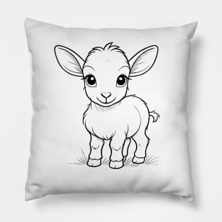 Cute Baby Goat Animal Outline Pillow