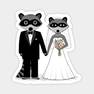 Raccoons Wedding | Cute Newlywed Bride and Groom Magnet