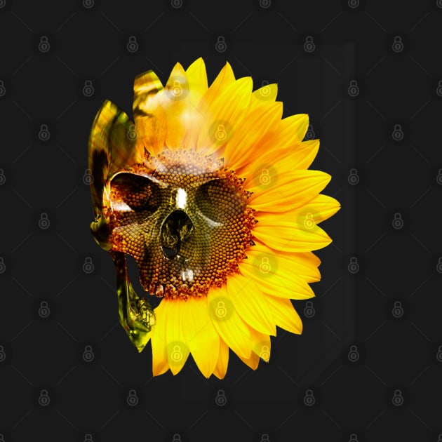 bizarre Skull with Sunflower by Hispaniola-Fineart