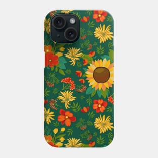 Sunflowers on emerald green Phone Case