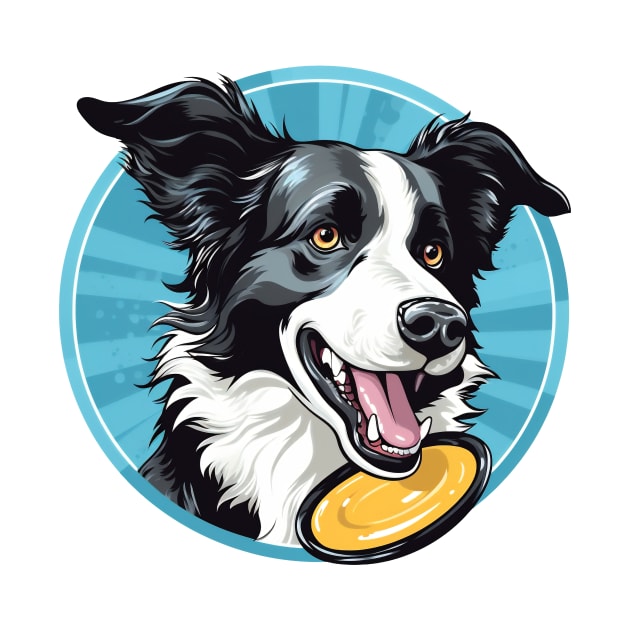 border collie playing with a yellow frisbee by javierparra