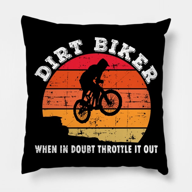 Dirt Biker Retro Vintage Distressed Effect Pillow by vnteees1