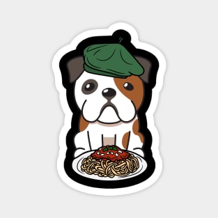 Dog eating Spaghetti - bulldog Magnet