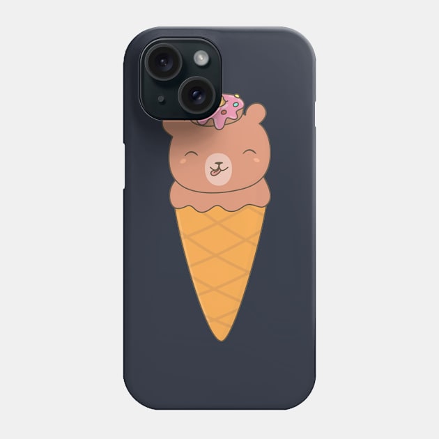 Kawaii Cute Ice Cream Bear T-Shirt Phone Case by happinessinatee