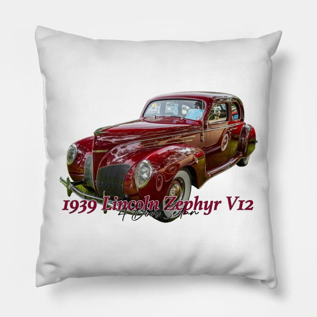 1939 Lincoln Zephyr V12 4 Door Sedan Pillow by Gestalt Imagery