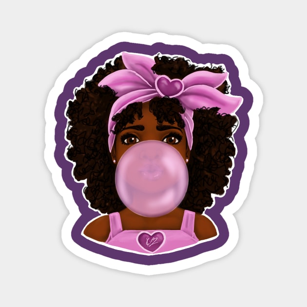 Bubble Gum | Black Girl Art Design Magnet by kiraJ